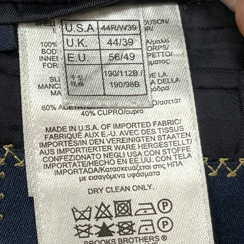 Brooks Brothers 1818 Madison Blazer Mens 44R Navy Blue Wool Estrato Sport Coat